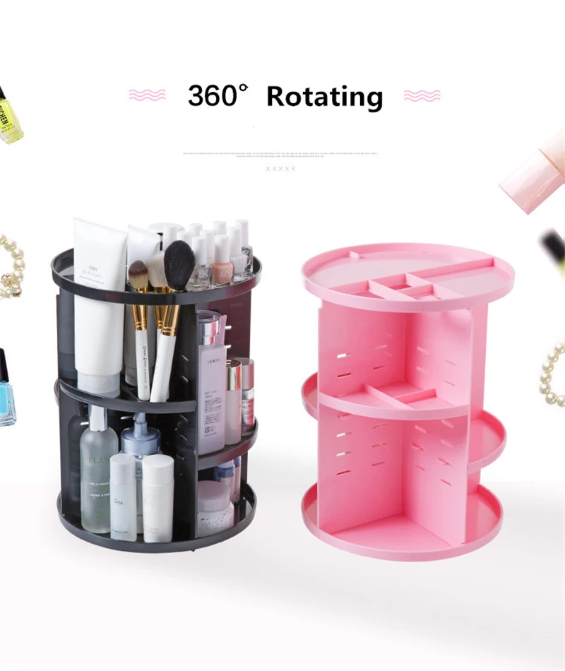 Органайзер для макияжа 360 Вращающаяся регулируемая коробка для хранения емкость стойка для косметических кистей