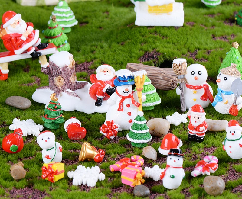 

Santa Claus , Snowman microlandscape Decorating Christmas gifts
