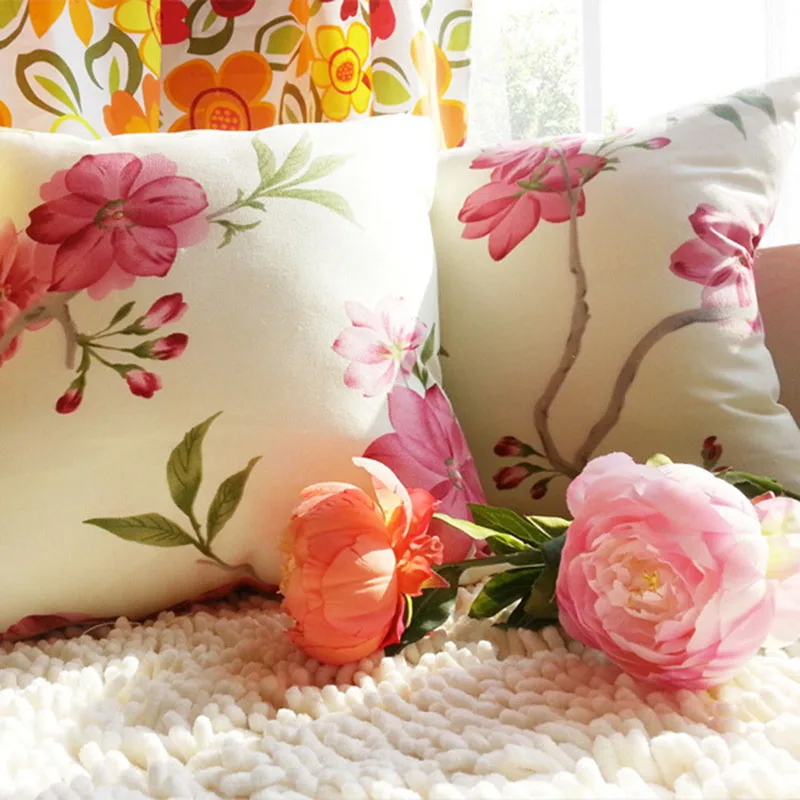 Korean Style Cushion Cover Floral Plaid Seat throw Pillow Covers Pure