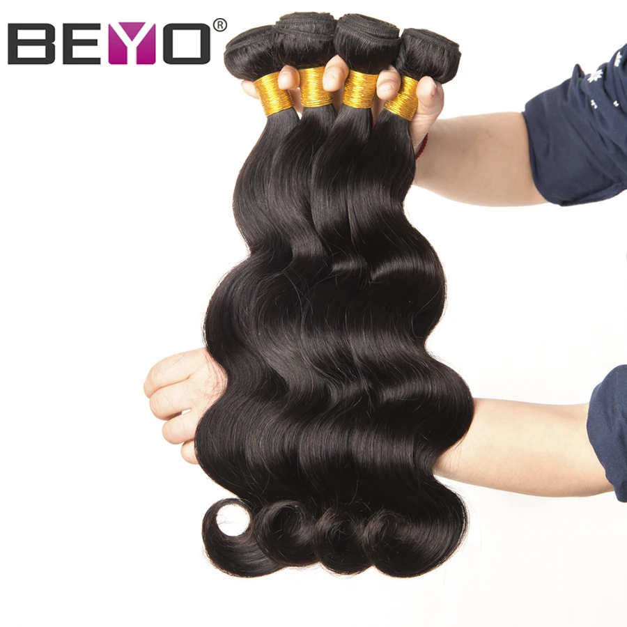 Beyo Malaysian Body Wave Bundles Natural Color Human Hair Weave Bundles 1/3/4 Bundle Deals Non-Remy Hair Extension 10\