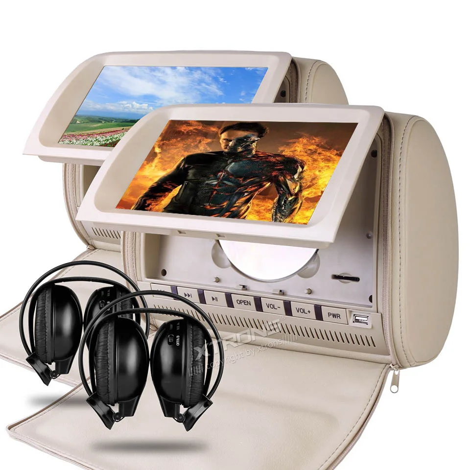 2x9" Headrest Audio Car DVD Player Support 32 Bits Game Seatback Video