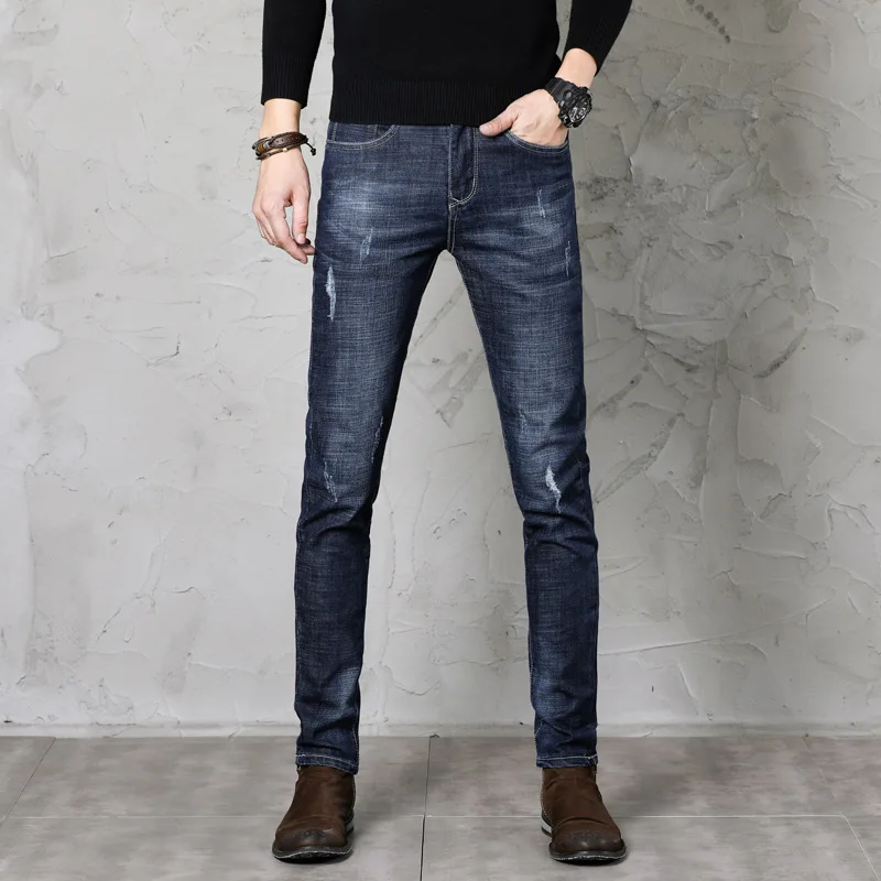 2019 New Design Men's Skinny Jeans Fashion Men Washed Feet Slim Fit Denim Pants Casual Classic Stretch Mid Boyfriend Male | Мужская