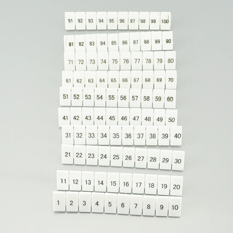 20 шт. ZB10 ZB10 din-рейку клеммные блоки производитель полосы с цифрами печатных, костюм UK10N UK16N UK35