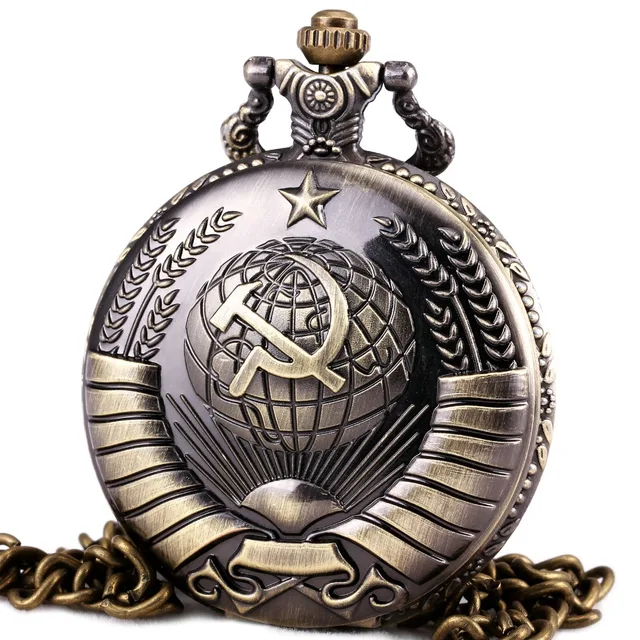 RUSSIA MOSCOW Soviet Souvenir Men POCKET WATCH QUARTZ STEAMPUNK WITH CHAIN Open- RUSSIA MOSCOW Soviet Souvenir Men POCKET WATCH QUARTZ STEAMPUNK WITH CHAIN Open-