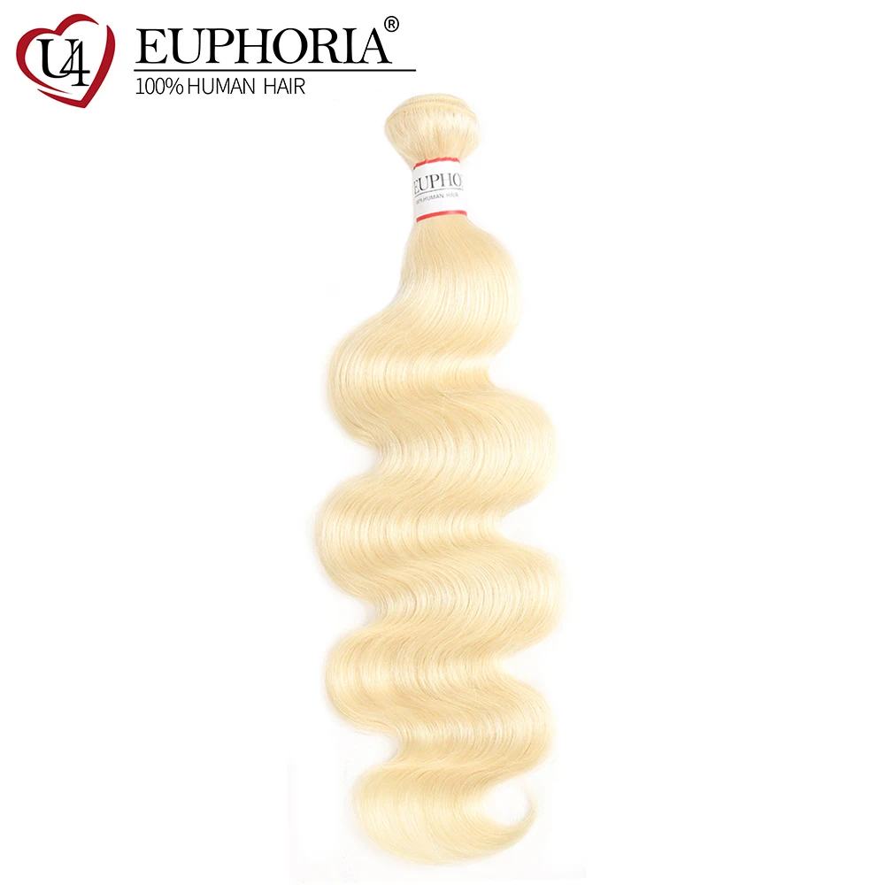 Body Wave Platinum Blonde Human Hair Weave Bundles EUPHORIA Brazilian Ombre Black 613 Color Hair Extensions Remy Hair Bundles