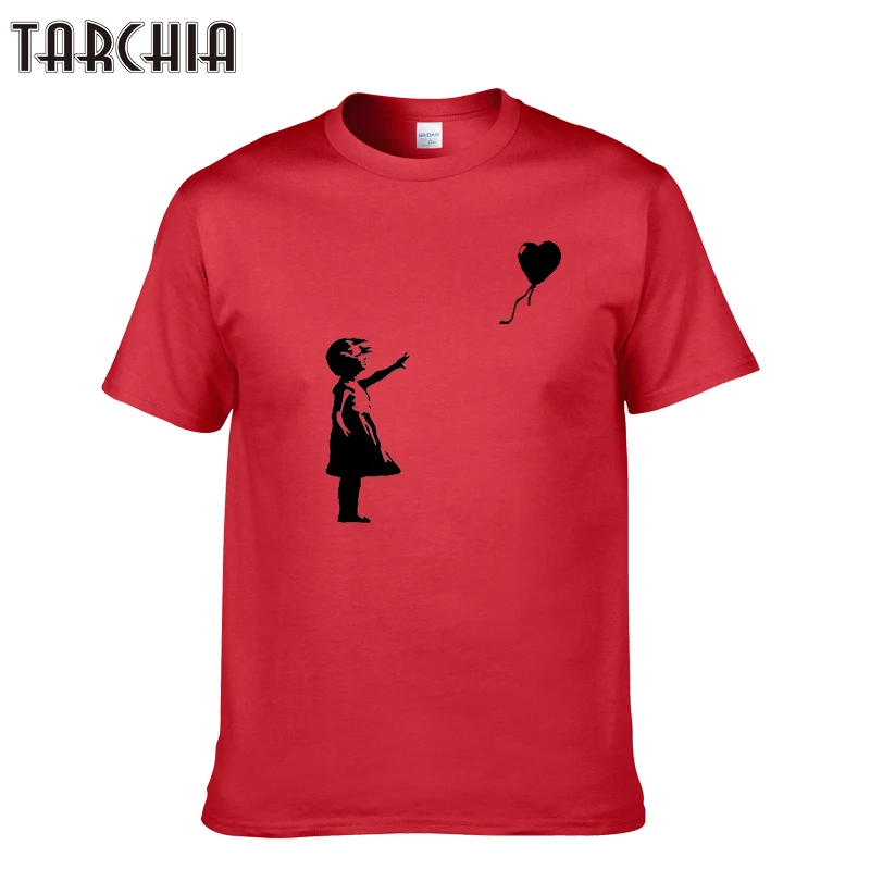 TARCHIA/Новое поступление, футболка, хлопковые топы, футболки kcco, с воздушным шаром, для девочек, Бэнкси, для мужчин, с коротким рукавом, для мальчиков, повседневная, homme, футболка, плюс мода