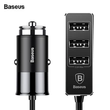 Универсальное автомобильное зарядное устройство Baseus с 4 выходами USB, быстрая зарядка, металлическое мини USB Автомобильное зарядное устройство для iPhone X 8 7 6, Xiaomi, зарядное устройство для мобильного телефона