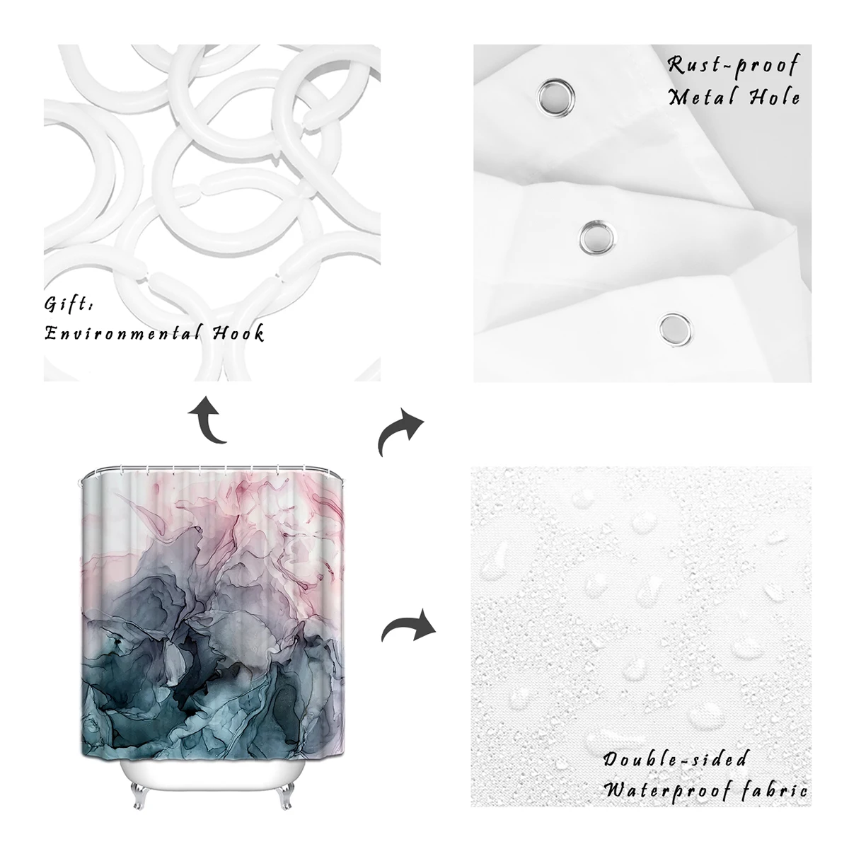 Румяна и Пейн серый течет Абстрактная живопись удлиненная ткань для ванной занавески для душа Ванная комната Декор наборы с крючками