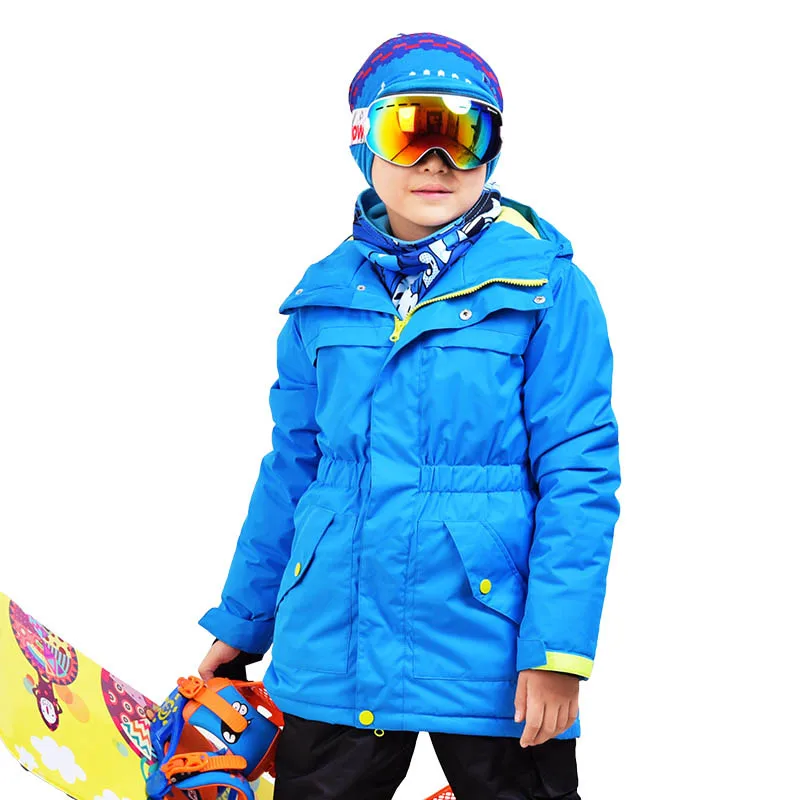 Marsnow/110-160; теплая куртка для катания на лыжах; Водонепроницаемая дышащая детская одежда; Утепленная зимняя куртка для мальчиков и девочек - Цвет: blue