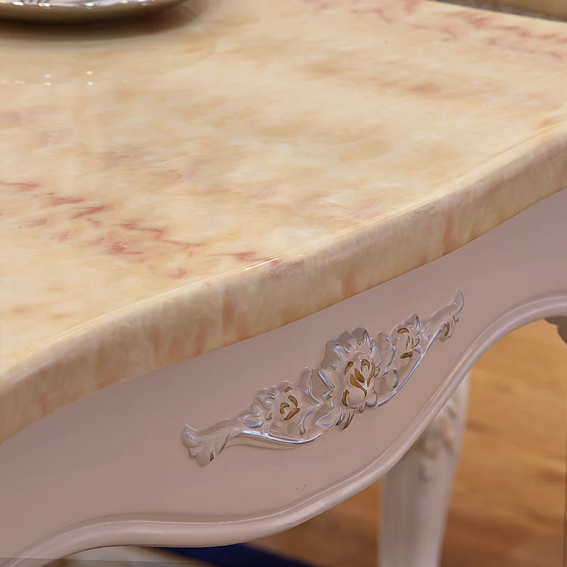 European-Style Solid Wood Marble Dinning Table Set European-Style Solid Wood Marble Dinning Table Set
