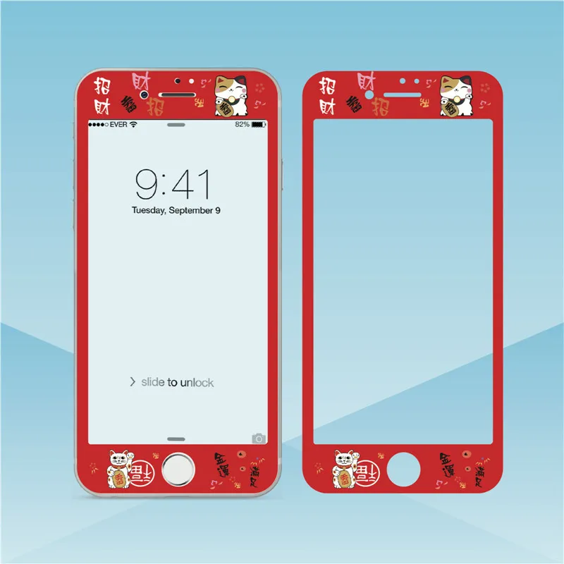 Полное покрытие Lucky Cat закаленное стекло для iPhone 6 6s 6plus 3D мягкая защита экрана 7 8 plus