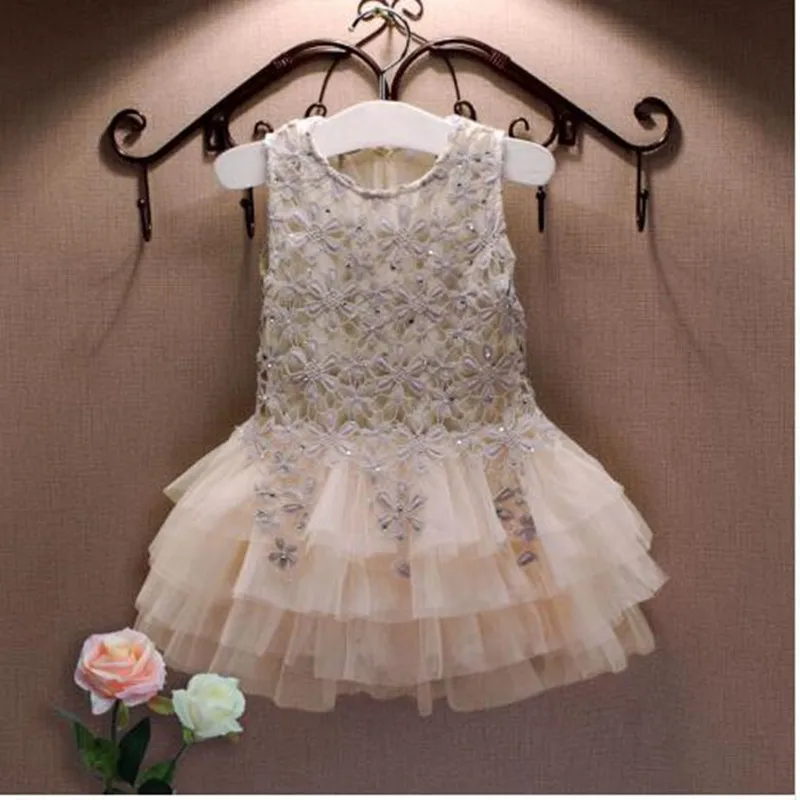 

2018 New Summer Children Princess Tutu Dress 3 4 5 6 7 8 Year Girls Clothes Sleeveless Lace Flower Kids Dresses for Girls