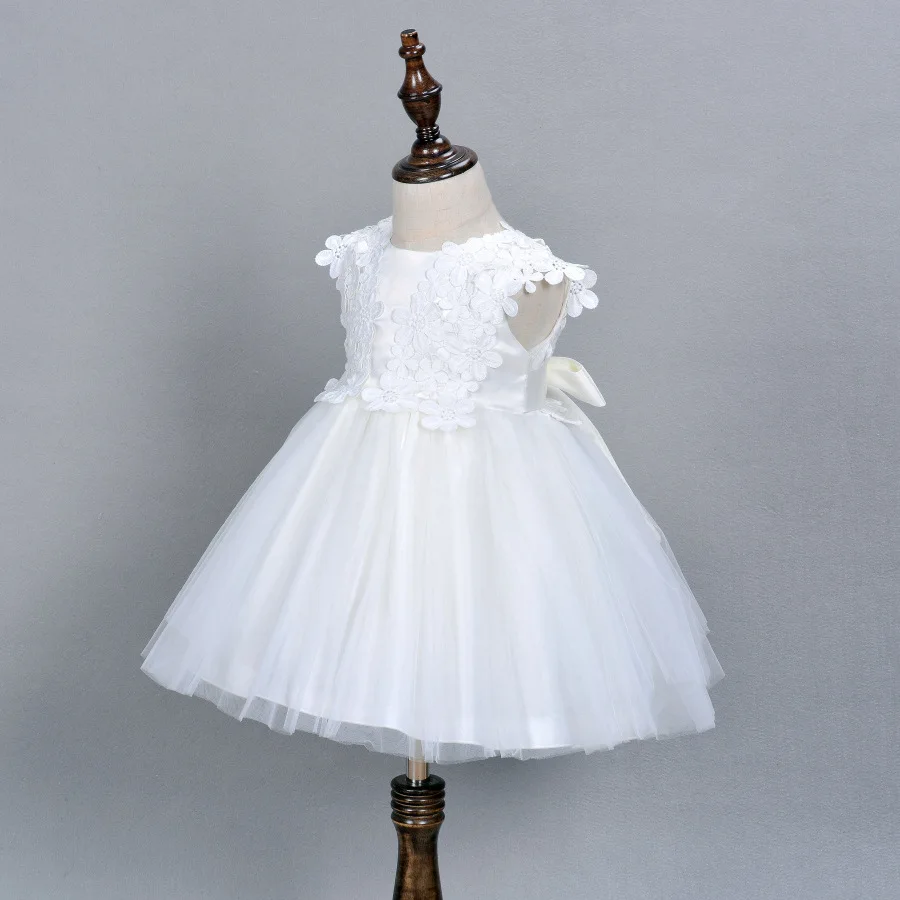 Торжественное элегантное платье на день рождения для 1 года милые белые вечерние платья для маленьких девочек, vestido, детская одежда для малышей от 0 до 24 месяцев, ABF164717