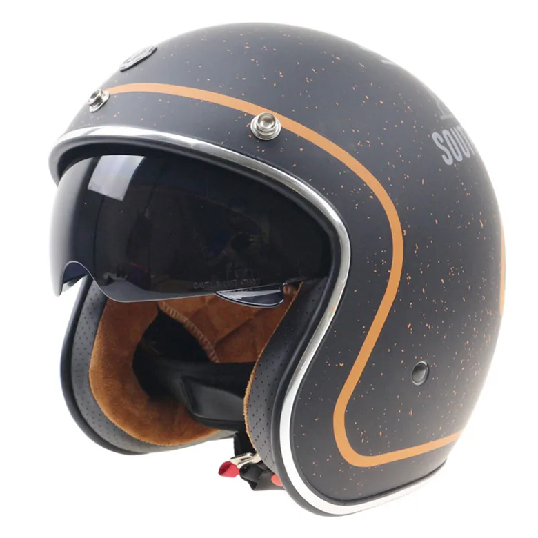 Классический ретро мотоциклетный шлем 3/4 с открытым лицом мотоциклетный шлем с черными солнцезащитными очками и козырьком для шлема для взрослых - Цвет: 7