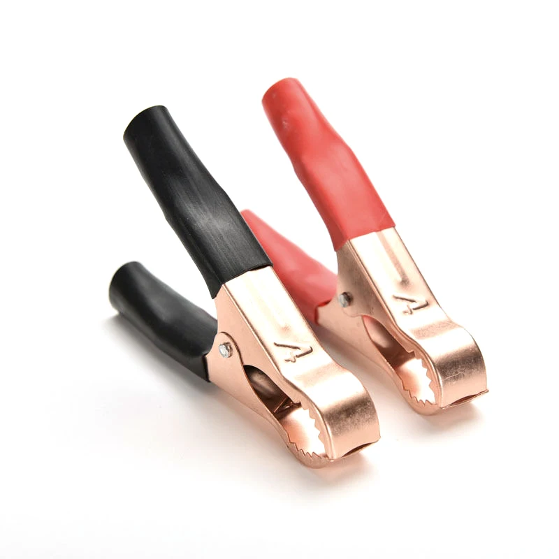 

2pcs Copper Plated Alligator Battery Charger Clips Insulated Clip Test Clamp for Jump Starter