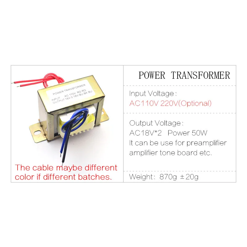 CIRMECH Dual ac 18 в 50 Вт квадратный EI трансформатор для предусилителя усилитель тон доска использовать 110 В 220 В опционально