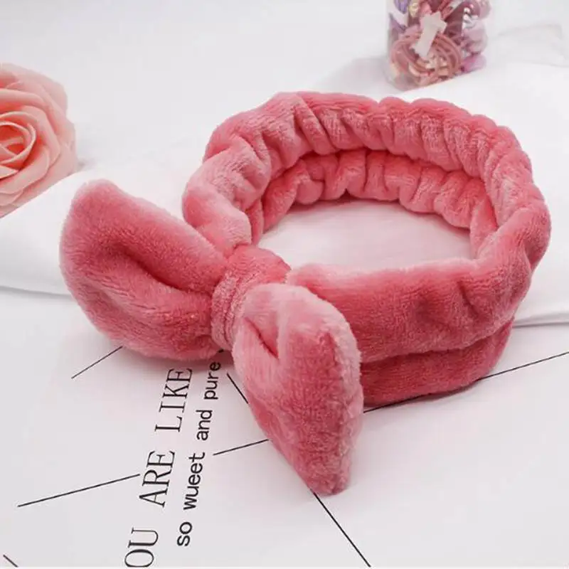

Women Girls Soft Elastic Headband Turban Wash Face Makeup Hair Band Coral Fleece Girls Wide Head Bands Hair Accessories