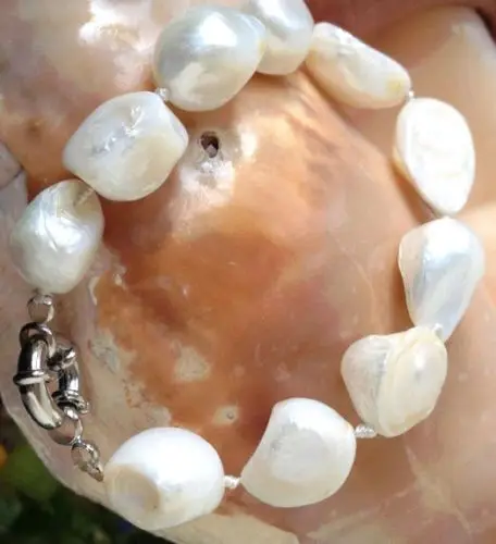 

Charming 10x12mm baroque white freshwater pearl bracelet 7.5 " AAA@^Noble style Natural Fine jewe SHIPPING new >>free shipping