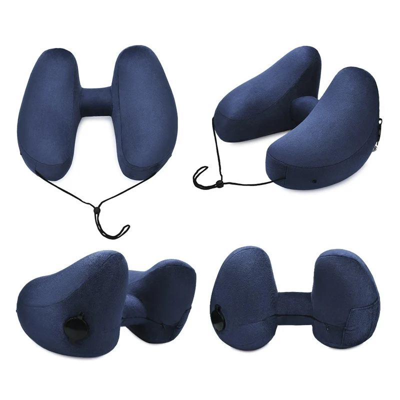 L047- Inflatable Travel Pillow Set for Airplanes Multifunction Traveling Neck Pillow Set with Hood for Women Men Kids (6)