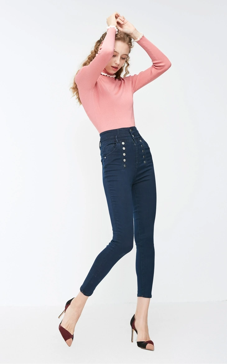 Vero Moda новые женские двубортные джинсы с высокой талией | 318349560