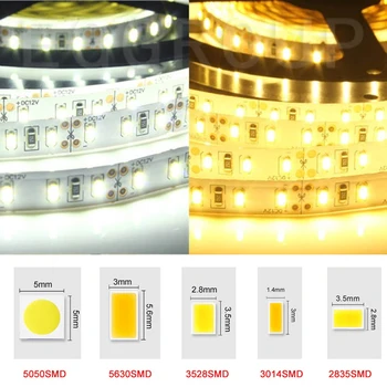 

LED Strip Light 5M 12V 2835 3014 4014 3528 5050 5630 5054 SMD Warm Cool White non Waterproof tape ribbon Light led stripe 12v