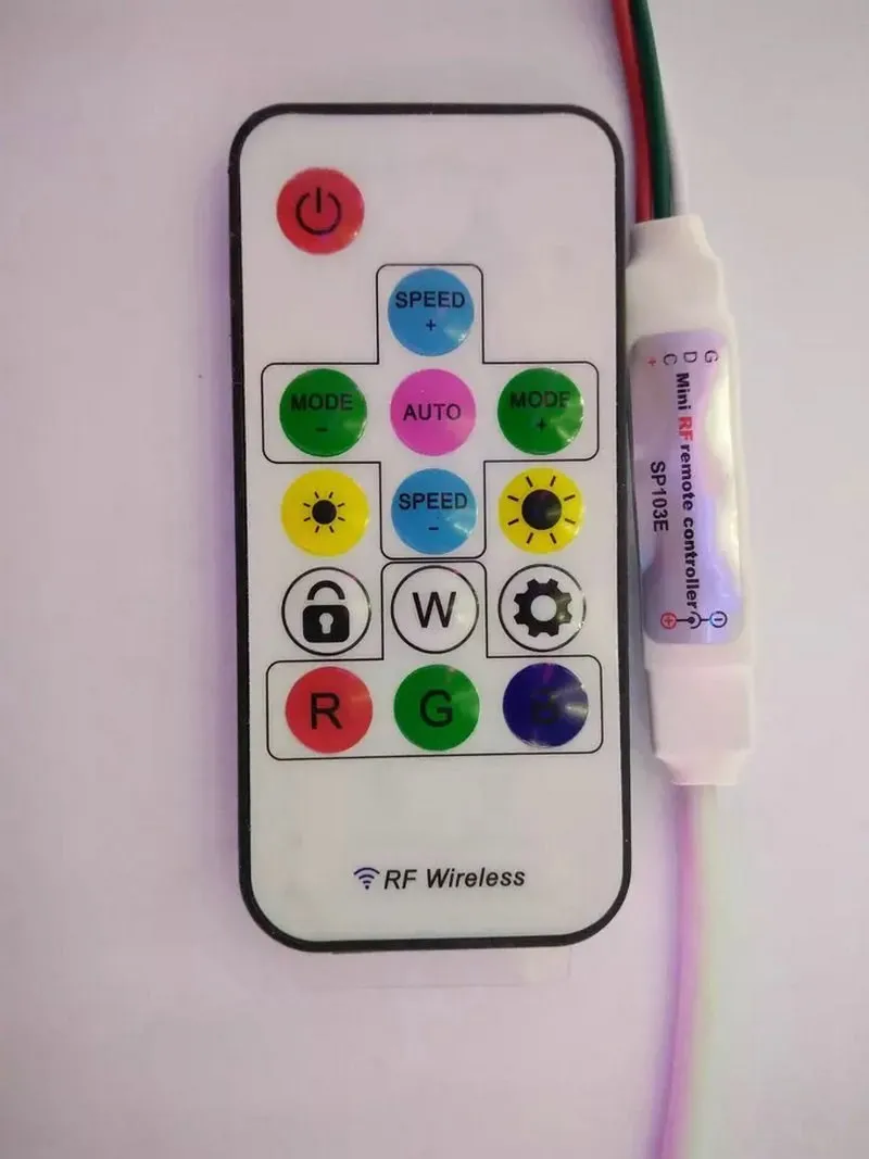 

10pcs 14Key SP103E Mini RF wireless dimmable remote controller Led strip WS2811 WS2812B SK6812/LPD6803/LPD8806 Pixel light 5V