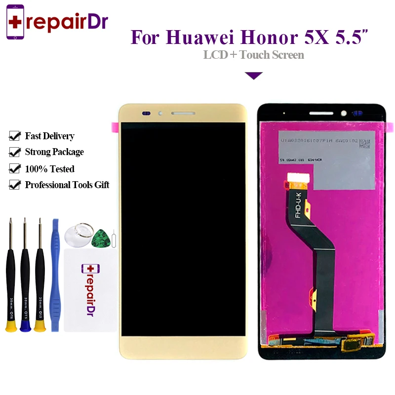

New For Huawei Honor 5X LCD Display Touch Screen Digitizer With Frame GR5 Lcd KIW-L21 100% Tested For Honor 5X Lcd Screen