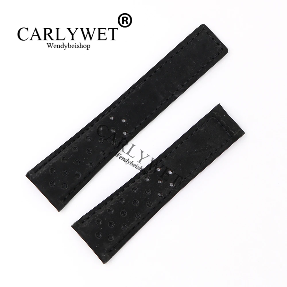 

CARLYWET 22mm Wholesale Newest Black Suede Real Leather Replacement Wrist Watch Band Strap Belt Loop Without Buckle