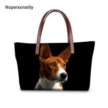 

Nopersonality Black Basenji Dog Print Handbag for Women Casual Female Ladies Summer Beach Tote Large Neoprene Shoulder Bags