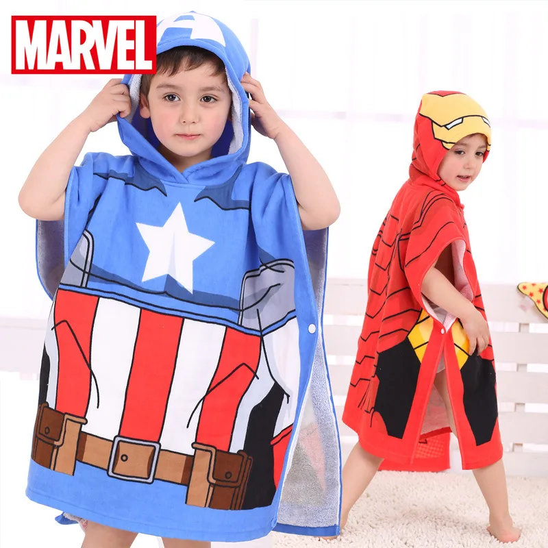 

Disney Cotton Children Soft Avengers bath towels Beach towel Spider-man Toddler Soft Plush Cartoon Wipe Hanging Bathing Towel