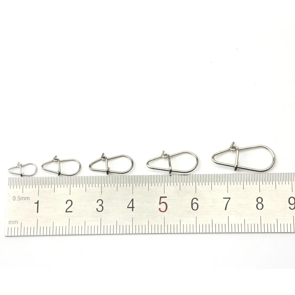 Rompin 30pcs/bag wide Stainless Steel Hook Fast Clip Lock Snap Swivel Solid  Rings Safety Snaps Fishing Hook Connector