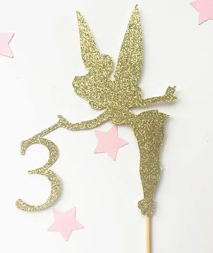 

glitter fairy with custom number cupcake Toppers baby bridal shower birthday wedding party cake decorations food picks