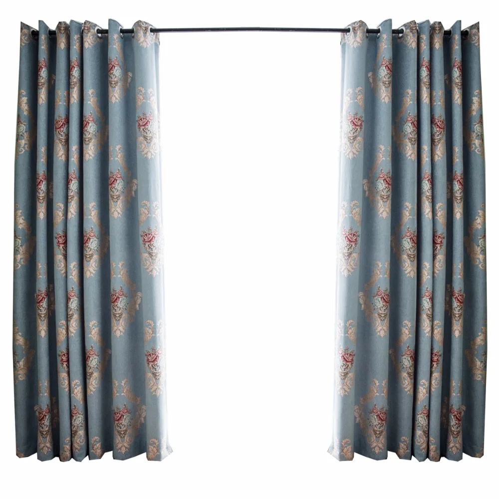 

Custom Made European-style Cloth Jacquard high-precision Chenille Shade Blue Curtain Living Room Eco-Friendly Curtains Fabric
