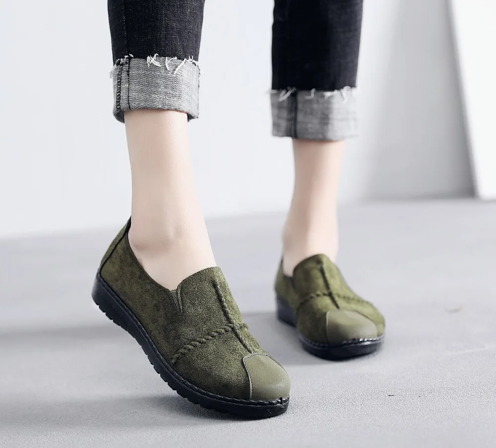 Plus Size Summer Women Flats Fashion Splice Flock Loafers Women Round Toe Slip On Leather Casual Shoes Moccasins New 2019 VT209 (17)