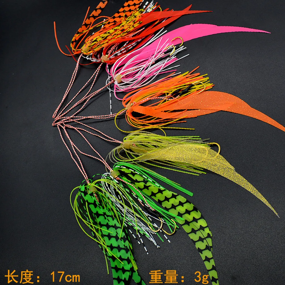 Saia de Silicone com Gancho Anzóis de Aço Iscas de Pesca Lote Alto Carbono Borracha Salgado Jigging Assist Gancho 50 Pçs - 4 Gancho Alto Carbono Anzóis de Aço Borracha