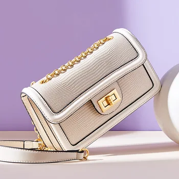 

Vintage Chain Flap Bags Genuine Leather Women Shoulder Bag Fashion Crossbody Bags High Quality Women Messenger Bag