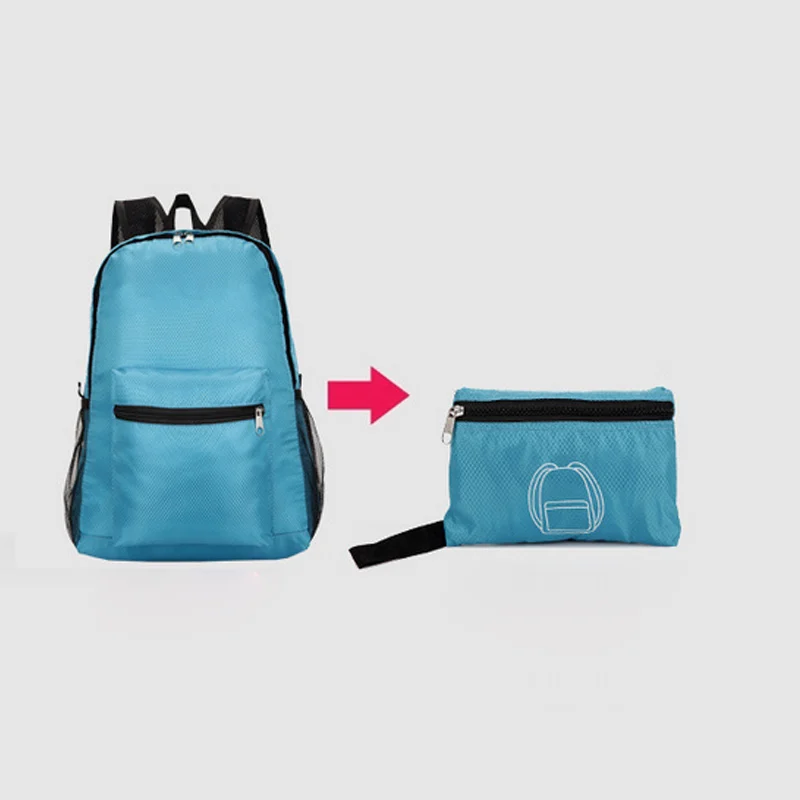 Buy 2016 Portable Fold Backpack Zipper Soild Nylon Ultralight Traveling Women