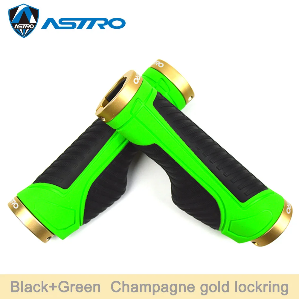 Astro Mtb рукоятки для руля велосипедный замок-на бар Торцевая рукоятка резиновая ударопрочная для шоссейного горного велосипеда фиксированный дизайн запчасти для велосипеда - Цвет: Green Red Lockring