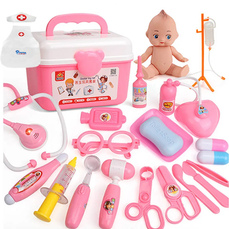 22 pcs/Set Doctor Toys Play Set plus Doctor Clothing To Children Play House Toys Medical Kits Classic Toys Simulation Medicine small home appliance mixer simulation play toys