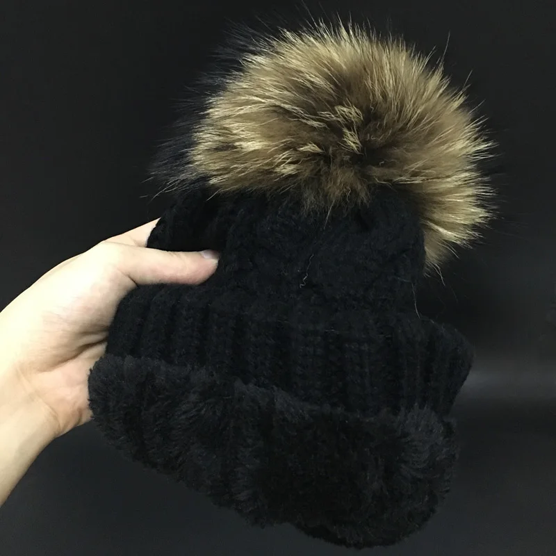 Skullies Beanies Женская бархатная зимняя женская шапка теплая Женская шапка брендовая вязаная шапка 18 см Меховые помпоны шапка для отдыха