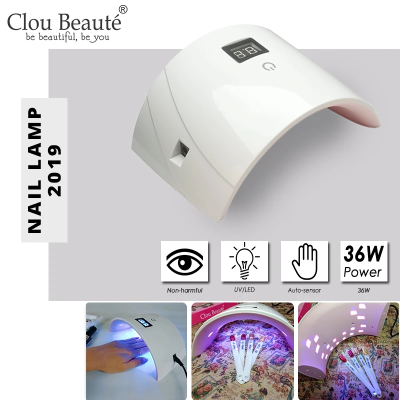 Лампа для маникюра clou beaute 36 Вт светодиодная лампа гель лака Сушилка ногтей вилка