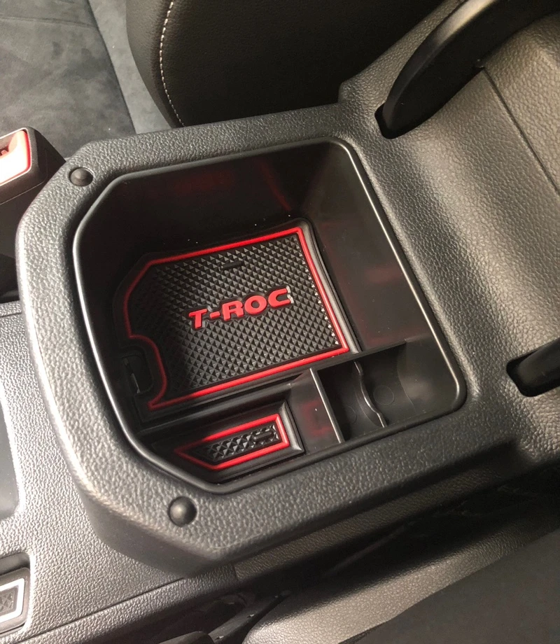 

Car ABS Non-Slip Mat Center Armrest Storage For Volkswagen VW T-ROC T Roc 2017 2018 Interior Stowing Tidying Styling Accessory