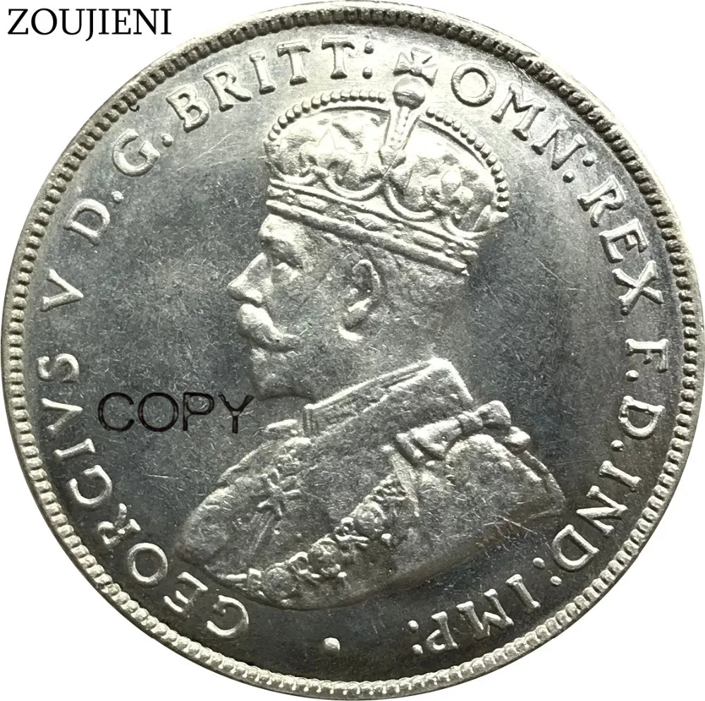 Австралия Джордж V один 1 Флорин два шиллинга 1911 год Cuproickel посеребренные копии