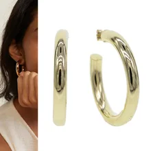 6*45 мм Золотой Серебристый цвет открыт толстые серьги-кольца для женщин Простые металлические круглые серьги минималистичные ювелирные изделия