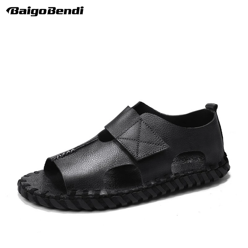 Fashion Man Roman Leather Slippers Leisure Anti-skid Beach Shoes Light Weight Hook Loop Sandals Man Summer Casual Shoes Fashion Man Roman Leather Slippers Leisure Anti-skid Beach Shoes Light Weight Hook Loop Sandals Man Summer Casual Shoes