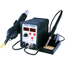 Бессвинцовая SMD паяльная станция от YIHUA 898D светодиодный цифровой дисплей, фена+ паяльник 2 в 1