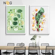 NOOG Modern Fruit Vegetables Posters and Prints on Canvas Wall Art Canvas Painting Cooking Food Pictures for Kitchen  Wall Decor