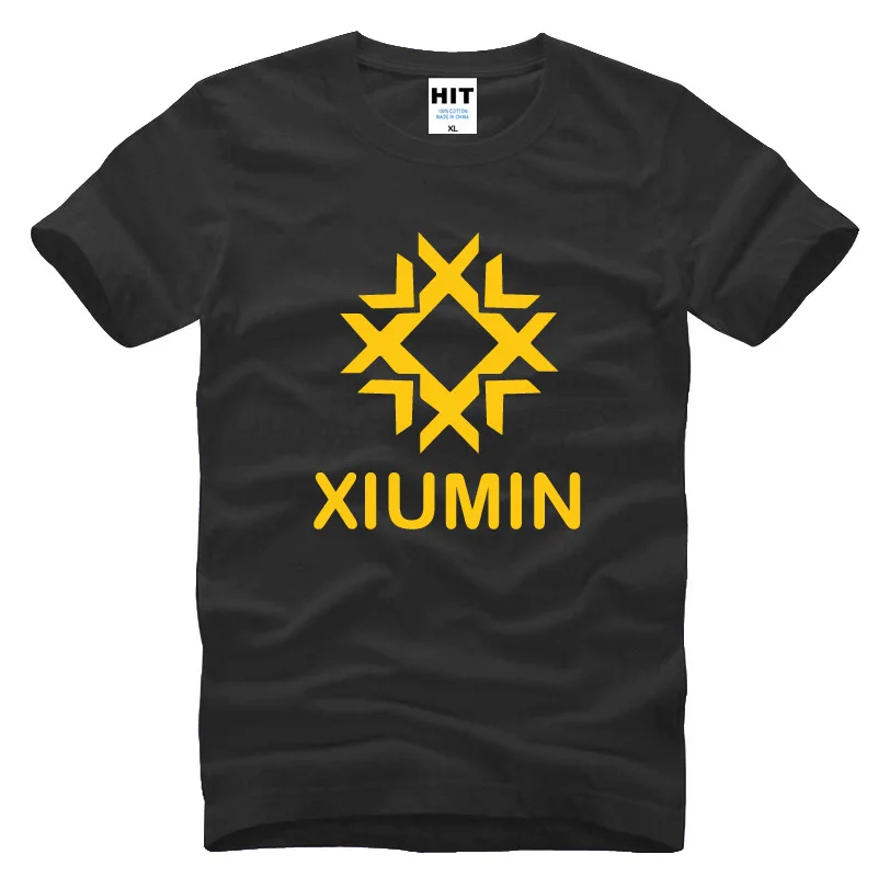 Korean fans club wolf 88 Xiumin Mens Men T Shirt Tshirt Fashion 2015 New Short Sleeve Cotton T-shirt Tee Camisetas Hombre