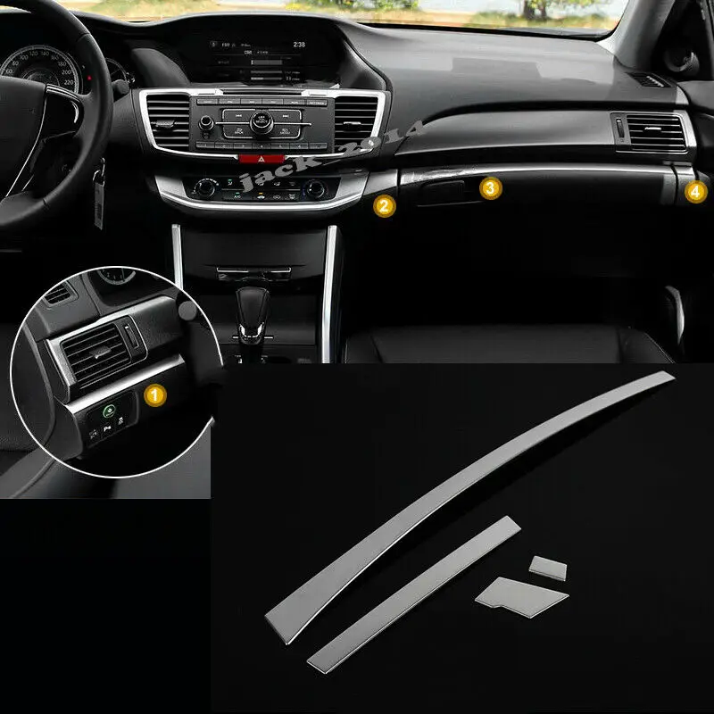 

Fit for Honda Accord 9th 2014 2015 2016 2017 stainless indoor Center console trim strip 4pcs/set