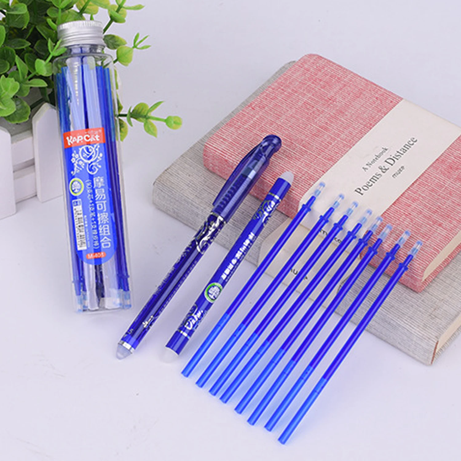 

Friction Erasable 0.5mm Gel Ink Pens Neutral Pen Set Kit with Refill Eraser Stick for School Office Student Stationery Supplies